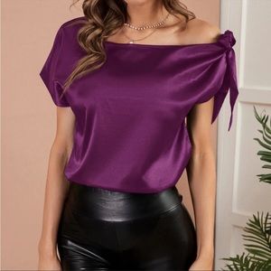 Luxe Satin One Shoulder Minimalist Blouse XS S M L